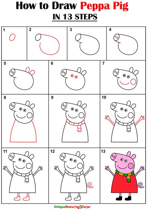 How to Draw Peppa Pig in 13 Easy Steps (with Video Tutorial)