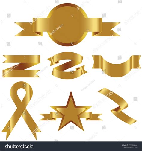 Gold Ribbon Set Isolated Celebration Winner Stock Vector Royalty Free 1735894988 Shutterstock