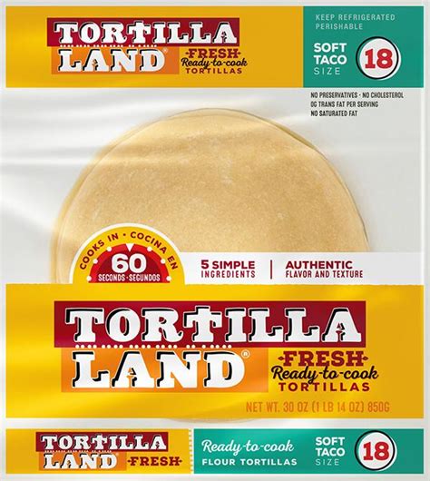 Tortilla Land Fresh Uncooked Soft Taco Size Flour Tortillas Is Halal