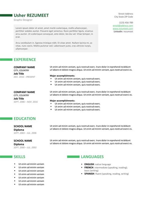 Ueno Free Professional Resume Template Green Version Resume