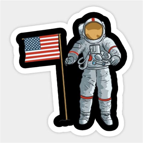 Astronaut With American Flag Space Moon USA Astronaut Sticker