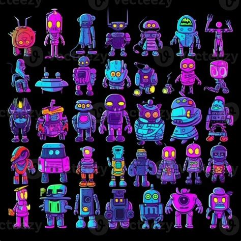 A Group Of Robots With Different Colors And Sizes Generative Ai