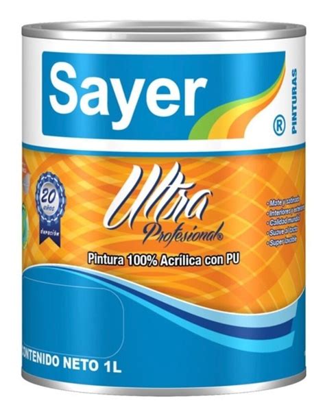 Pintura Vinilica Sayer Ultra Blanco Satinado 1 Litro PINTURAS Y MAS