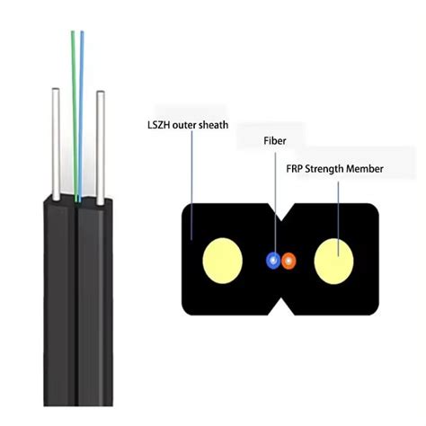 FTTH Fiber Optical Drop Cable For Indoor GJXFH With 2 FRP Steel Wire