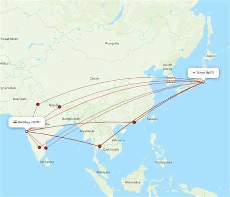 All Flight Routes From Mumbai To Tokyo BOM To NRT Flight Routes