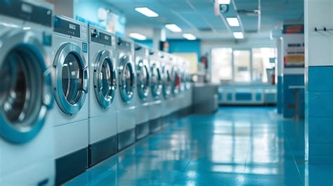 Premium Photo Laundry Room Interior With Washing Machines Shallow Depth Of Field