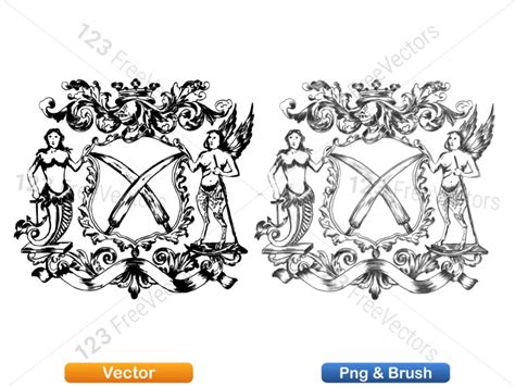 Hand Drawn Sketch Heraldic Coat Of Arms Vector And Brush Pack 03 How To Draw Hands Coat Of