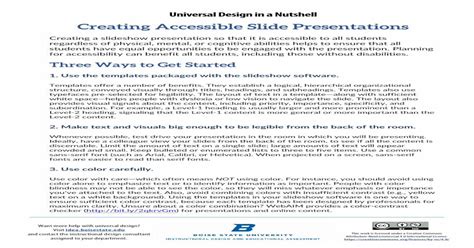 Pdf Creating Accessible Slide Presentations · Universal Design In A Nutshell Creating