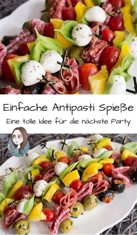 Ein einfaches Rezept für Antipasti Spieße mit Oliven Tomaten