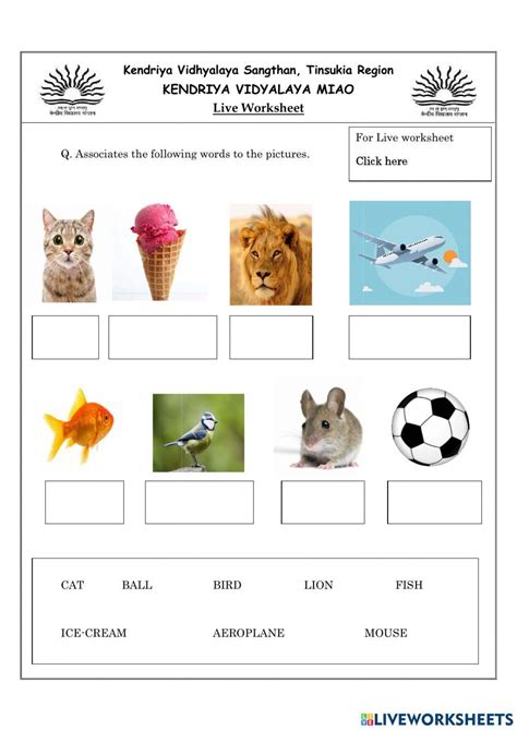 Associate Words With Pictures Worksheet Live Worksheets