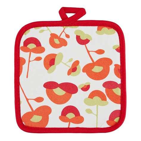 Print Everyday Cooking Baking BBQ Red Flower Hot Pad Potholder China Potholder And Pan