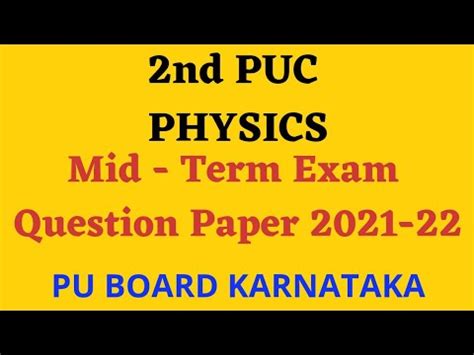 Nd Puc Physics Mid Term Exam Question Paper Karnataka Nd