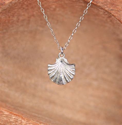 Shell Necklace Scallop Necklace Silver Sea Shell Jewelry Etsy