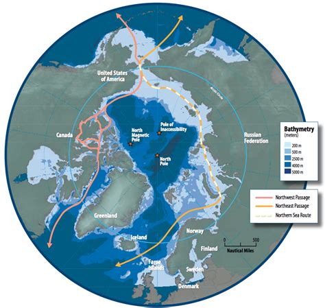 Image: Map of the Arctic region showing the Northeast Passage, the Northern Sea Route and ...