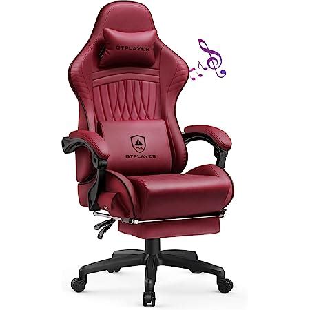 GTPLAYER Chaise Gaming Repose Pieds Haut Parleur Bluetooth Fauteuil