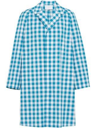 Prada Gingham Check Cotton Coat Farfetch