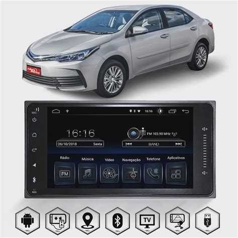 Central Multimídia Toyota Corolla gli 2018 Caska 7 Polegadas Sistema