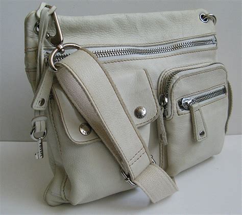 Fossil White Leather Crossbody Handbag Large Messenger Handbag