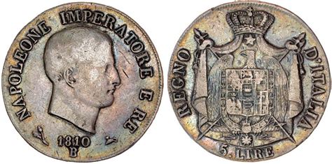 Münze 5 Lira Königreich Italien 18051814 Silber 1810 Napoleon