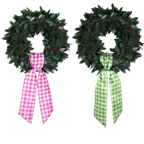 Christmas Plaid Wreath Ribbon Bow Front Door Custom