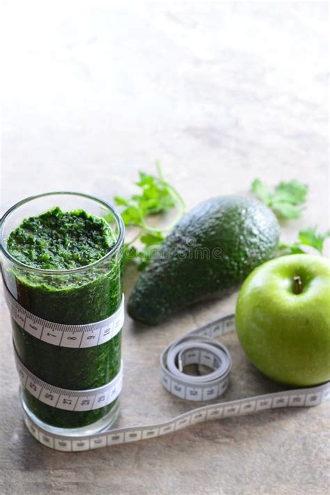 Healthy Smoothie Avocado Parsley Apple Spinach Stock Photo Image