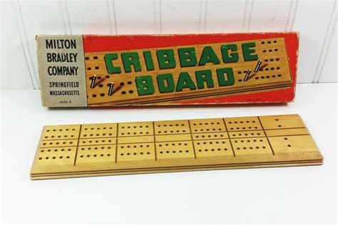 Wooden Cribbage Board With Metal Pegs 1960s Milton Bradley Etsy