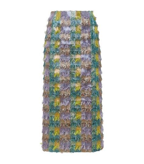 Womens La Doublej Multicolour Metallic Fringed Pencil Skirt Harrods Uk