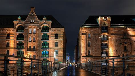 zdjęcia Hamburg Niemcy Mosty Noc Miasta budynki 1920x1080