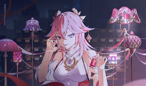 yae miko wallpapers wallpaperscom