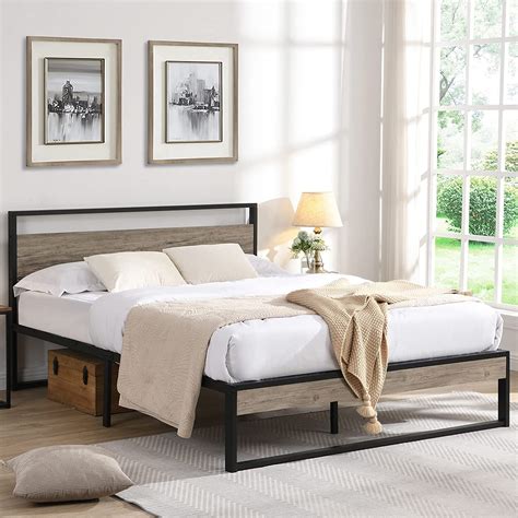 Zevemomo Queen Bed Frame, Queen Size Platform Bed Frame with Wood Head