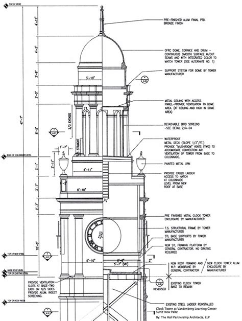 Architectural Drawing And Specs Of The Clock Tower Suny New Paltz