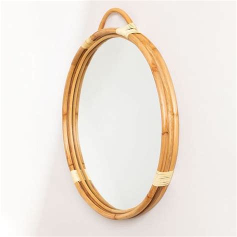 Sklum Miroir Mural Rond En Rotin Walcot Naturel Cdiscount Maison