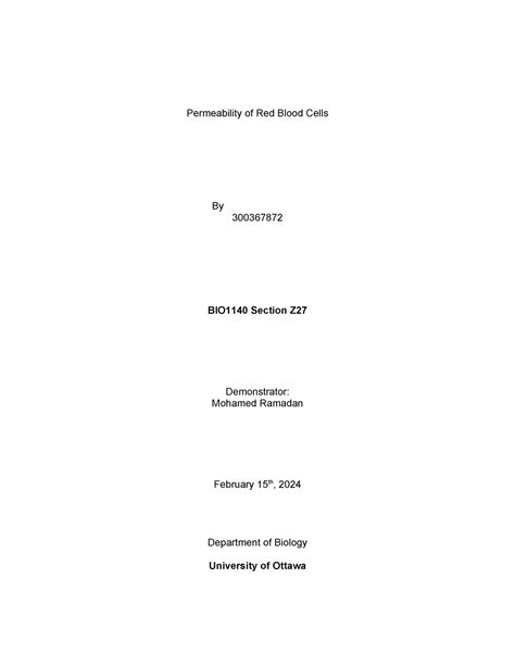 Permeability Of Red Blood Cells Permeability Of Red Blood Cells By