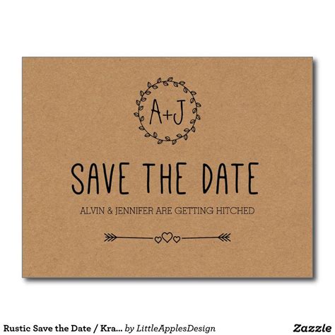 Rustic Save The Date Kraft Paper Save The Date Announcement Postcard