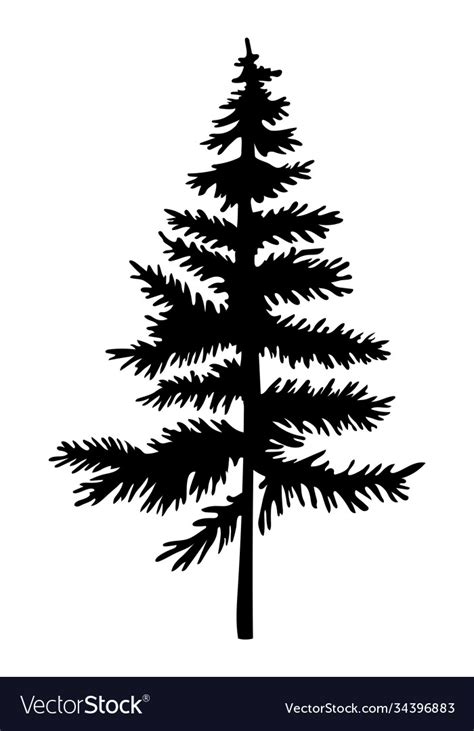 Black Silhouette Fir Tree Christmas Tree Vector Image