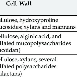 1: Major algal groups and their cell wall components | Download Table