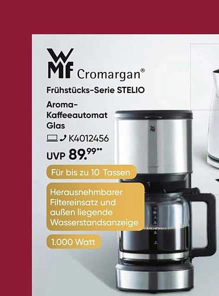 Wmf Cromargan Frühstücks serie Stelio Aroma kaffeeautomat Glas Angebot