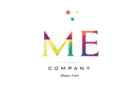 Me M E Creative Rainbow Colors Alphabet Letter Logo Icon Stock Vector ...