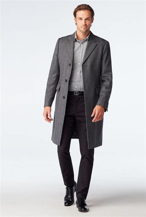 Mens Custom Overcoats Heartford Herringbone Light Gray Overcoat Indochino