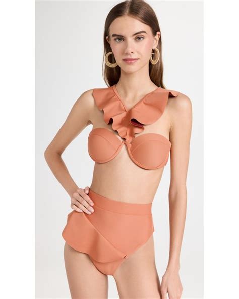 Andrea Iyamah Synthetic Kiara Bikini Top In Peach Orange Lyst