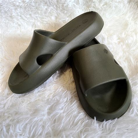 Tory Burch Shoes Tory Burch Shower Slides Leccio Dark Forest Green