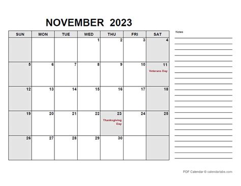 November 2023 Printable Calendar November 2023 Calendar Free