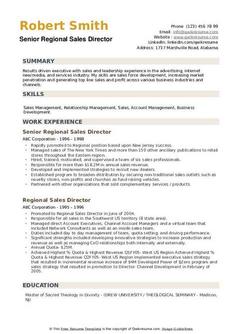 National Sales Director Resume Samples Qwikresume