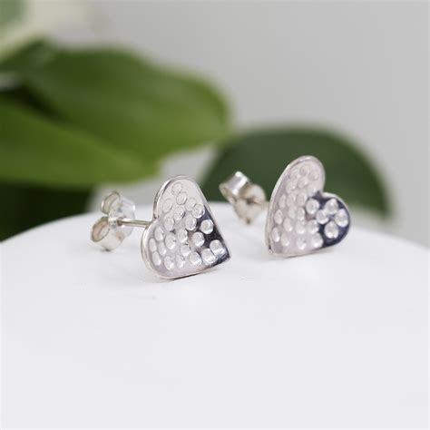 Hammered Heart Stud Earrings | Designed by Boo