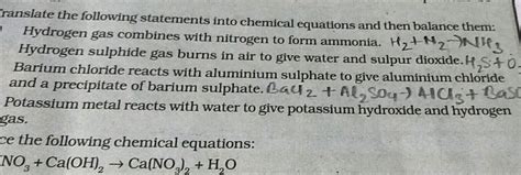 Translate The Following Statements Into Chemical Equations And Then