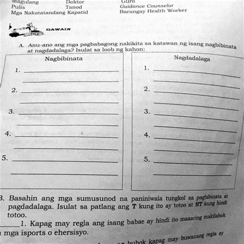 SOLVED: ano-ano ang mga pagbabagong makikita sa katawan ng isang ...