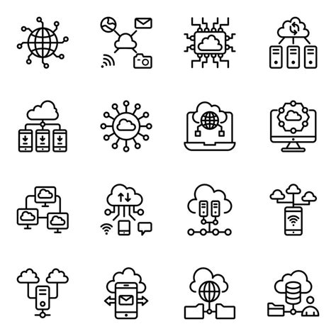 Pack Of Data And Cloud Computing Line Icons 16430124 Vector Art At Vecteezy