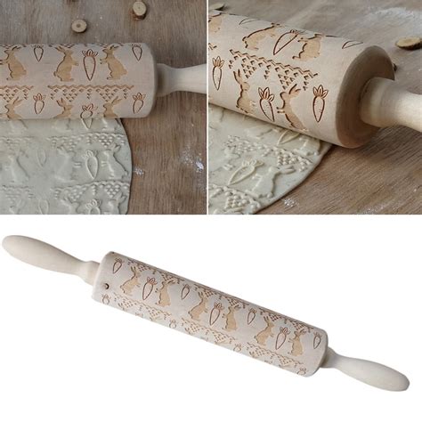 Rolling Pins For Baking Easter Rolling Pin Engraved Carved Wood