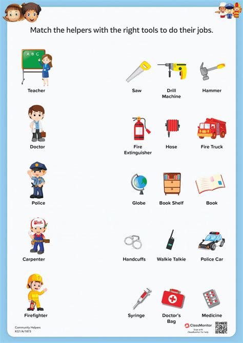 Match The Community Helpers With The Right Tools ClassMonitor