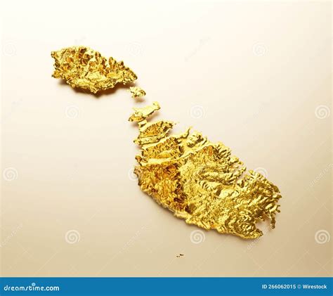 3d Illustration of the Golden Malta Topographic Map Stock Illustration ...